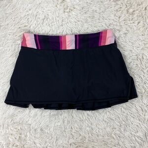 Lululemon Run: Pace Setter Skirt Black / Assorted Stripe Bleached Coral